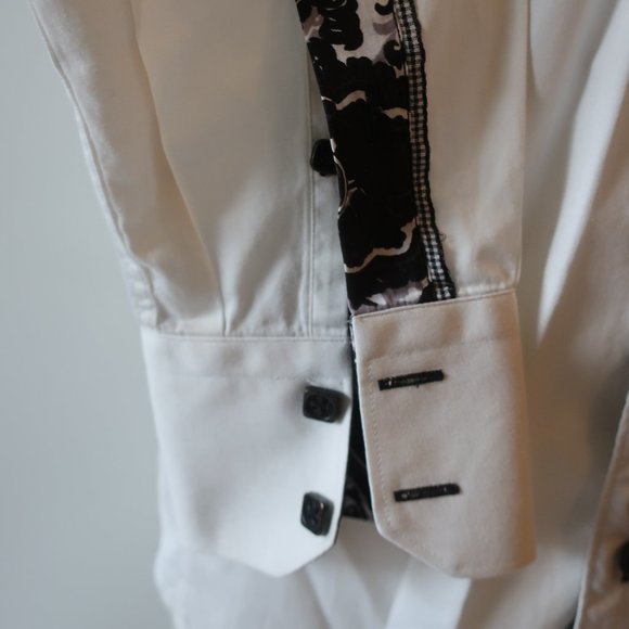 Womens Jared Lang White Black Designer Long Sleeve Button-Up Shirt S/P * - Picture 9 of 15
